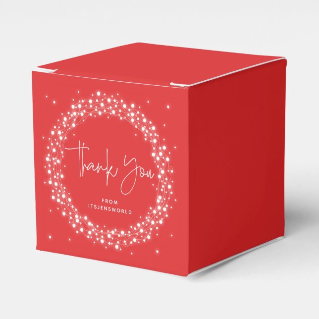 Red Sparkling Lights Thank You Favour Box (Front Side)