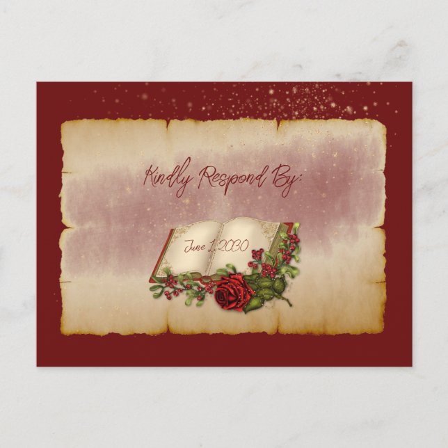 Red Sparkling Roses On Gold Colour Bible Pages Postcard (Front)