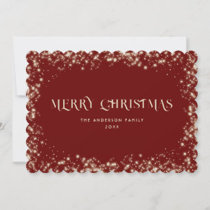 Red Sparkly Snowy Merry Christmas Card