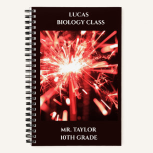 Red Sparks Custom  School Classroom   Notebook