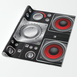 Red speakers with amplifier and control knobs wrapping paper