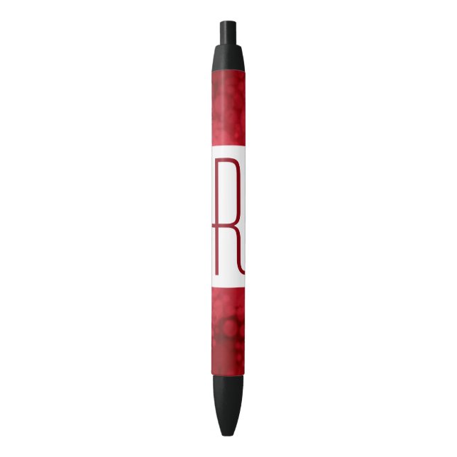 Red Speckled Monogram Black Ink Pen (Front Vertical)