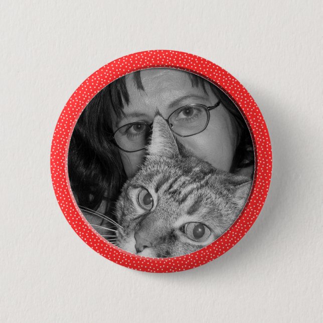 red speckles frame 6 cm round badge (Front)