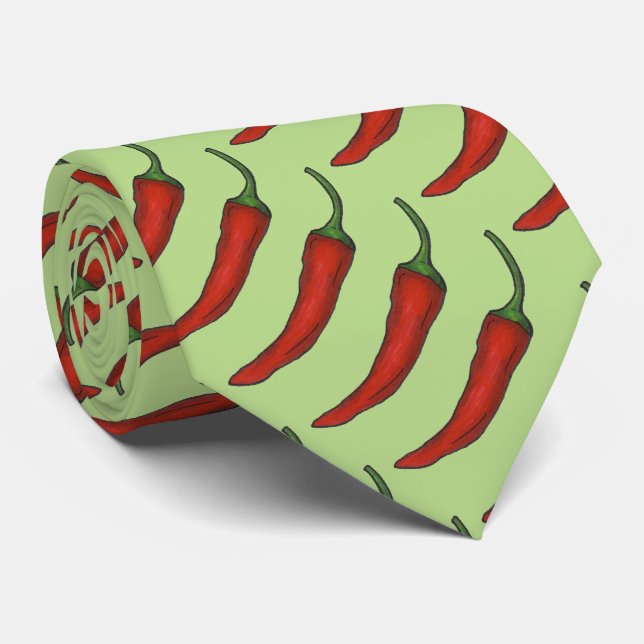 Red Spicy Hot Chilli Chile Pepper Vegetable Veggie Tie (Rolled)