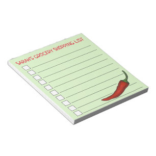 Red Spicy Hot Chilli Pepper Vegetable Grocery List Notepad