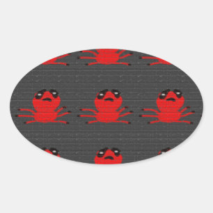 Red Spider Brown Wall Painting, Art by Kids :) Oval Sticker