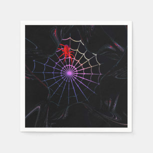 Red Spider In A Glowing Web Napkin