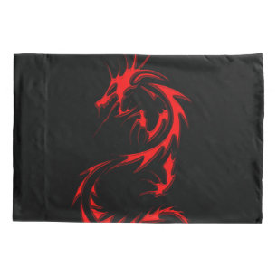 Red Spinal Dragon Watercolor Fantasy Art Pillowcase