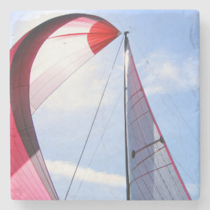 Red Spinnaker With Sun Stone Coaster