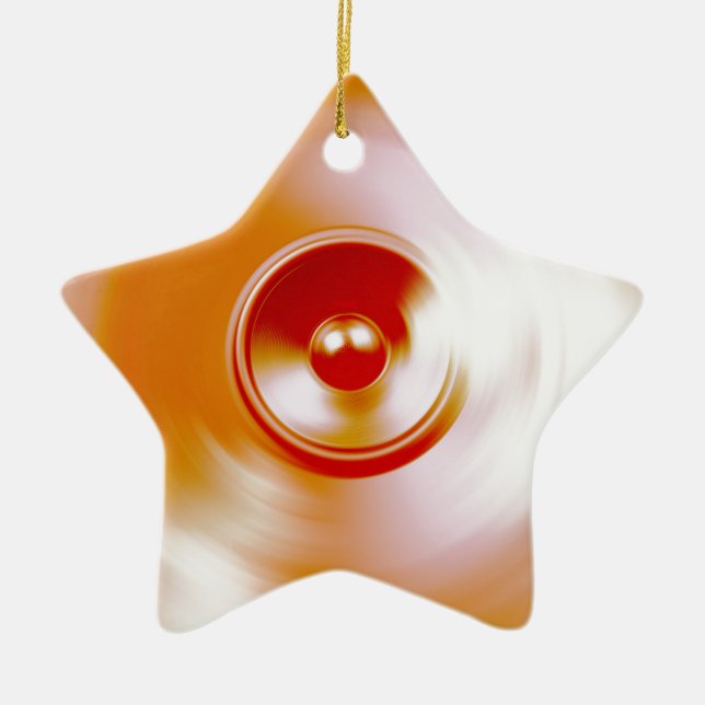 Red spinning music speaker ceramic tree decoration (Front)