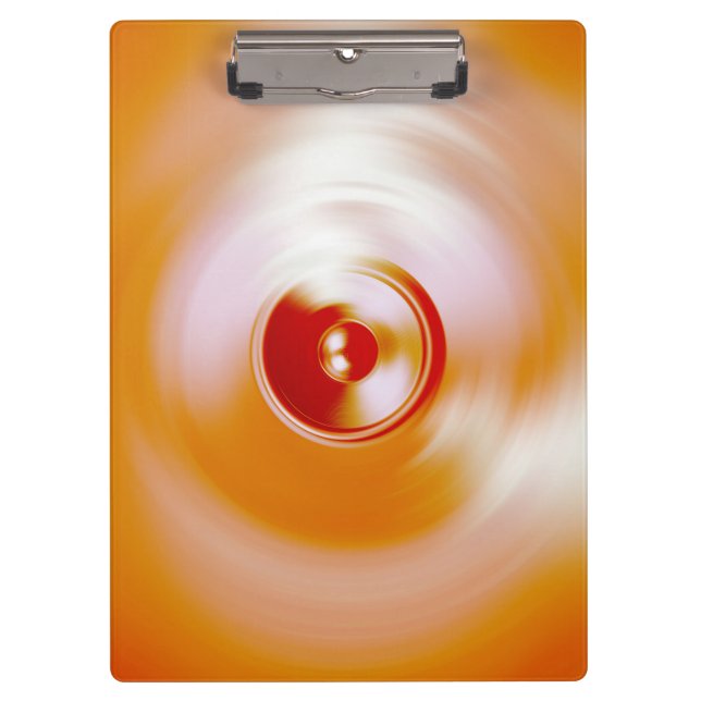 Red spinning music speaker clipboard (Front)
