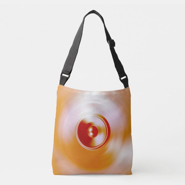 Red spinning music speaker crossbody bag (Front)