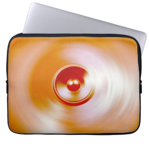 Red spinning music speaker laptop sleeve