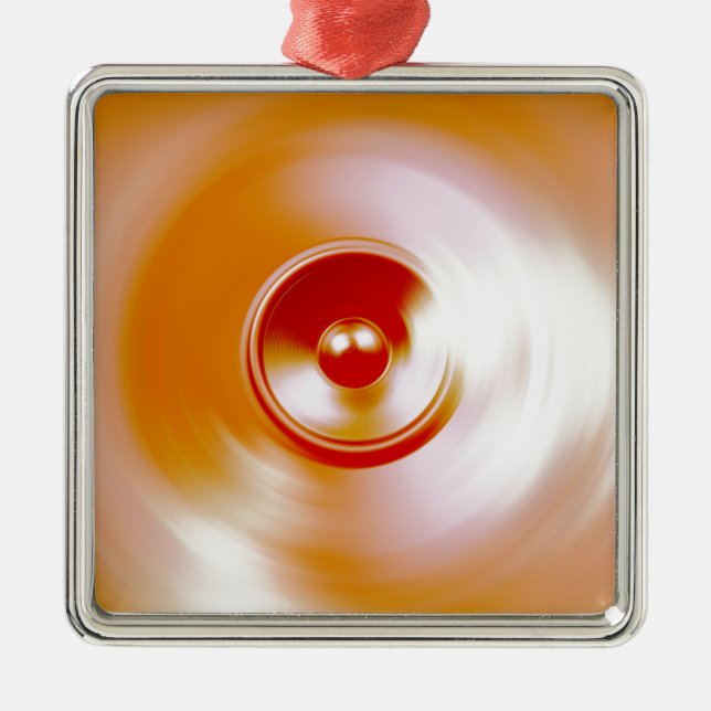 Red spinning music speaker metal tree decoration (Front)