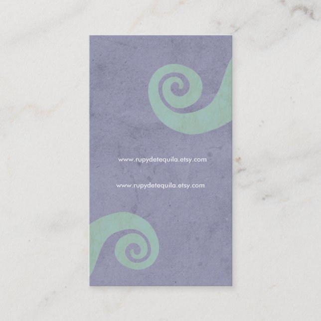 Red spiral distressed handmade business card (Front)