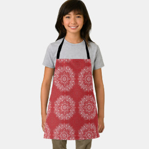 Red spiritual Indian mandala pattern Apron