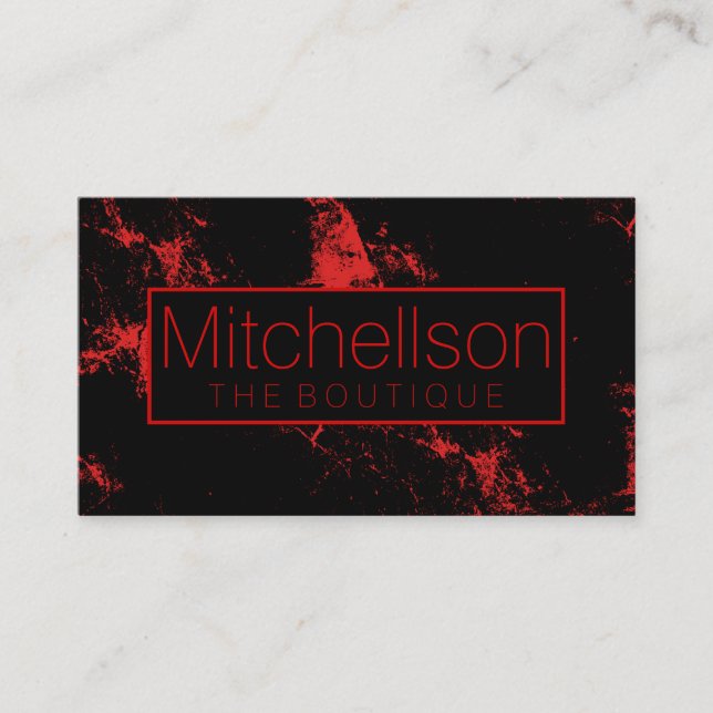 Red Splash Black RF Business Card (Front)