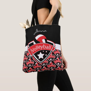 Red Sport Volleyball DIY Text Tote Bag