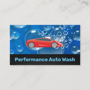 Red Sports Car Auto Wash   Soap Bubbles Business Card