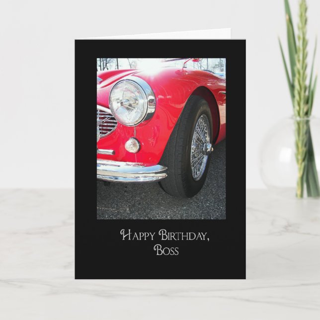 Red Sports Car for Boss Birthday Card (Front)