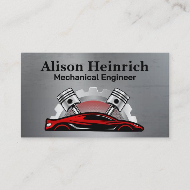 Red Sports Car | Pistons Gears Business Card (Front)