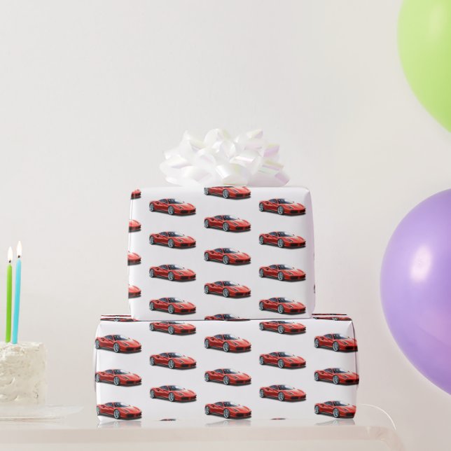 Red Sports Car Wrapping Paper (Party Gifts)