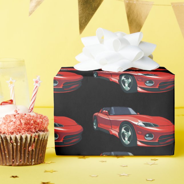 Red Sports Car Wrapping Paper (Birthday Party)
