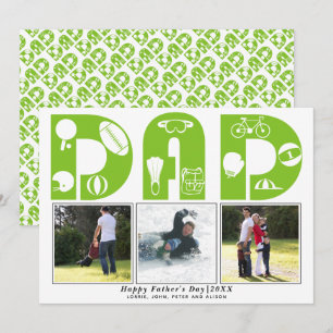Red sports Dad Father's Day green photo card