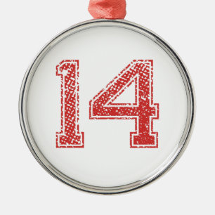 Red Sports Jerzee Number 14 Metal Tree Decoration