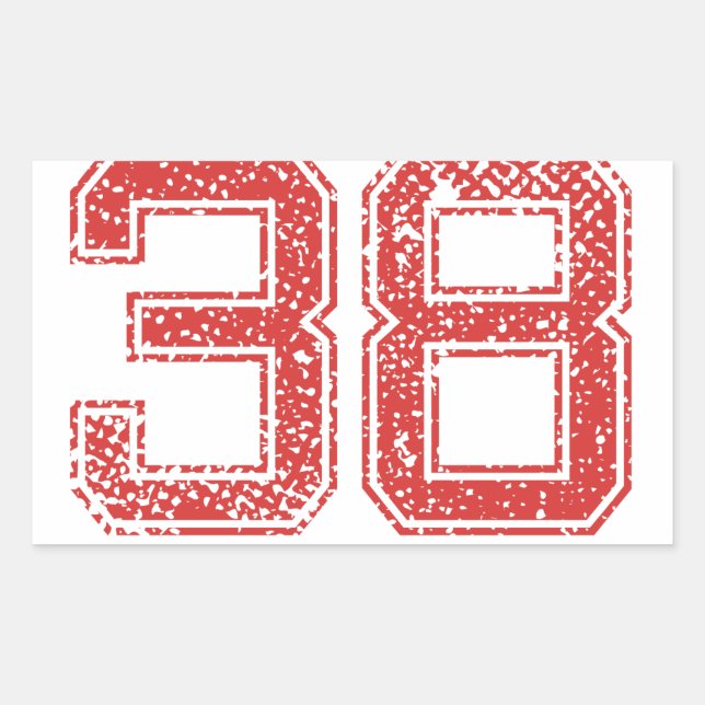 Red Sports Jerzee Number 38 Rectangular Sticker (Front)