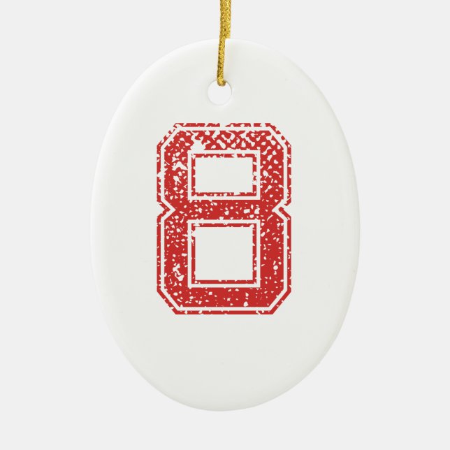 Red Sports Jerzee Number 8 Ceramic Tree Decoration (Front)