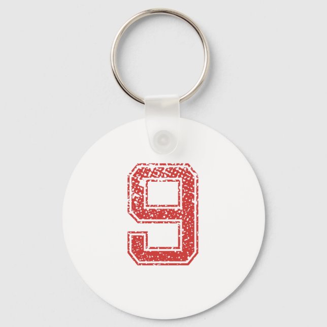 Red Sports Jerzee Number 9 Key Ring (Front)