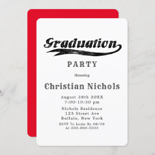 Red Sports Typography Graduation Party Invitation
