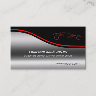 Red Sportscar on steel-effect, Car sales showroom Business Card
