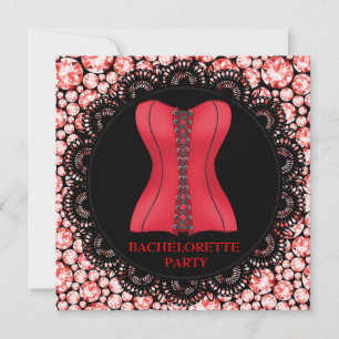 RED SPOT CORSET BACHELORETTE PARTY DIAMONDS INVITATION