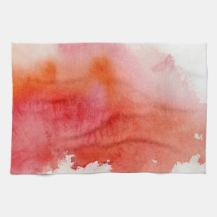 Red spot, watercolor abstract hand painted tea towel