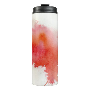 Red spot, watercolor abstract hand painted thermal tumbler