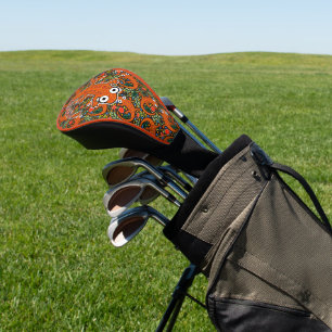 Red Spotted Newt on Black Personalised Tail Golf Head Cover
