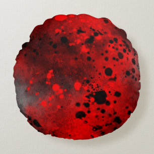 Red Spray Paint Splatter Effect Round cushion