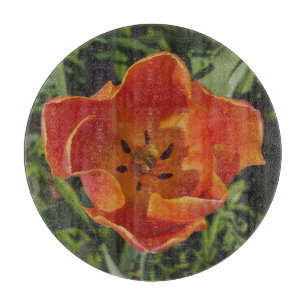 red spring flower  cutting board