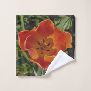 red spring flower wash cloth