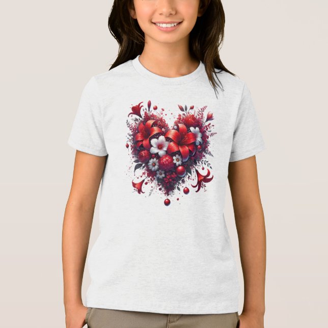 Red Spring Flowers Heart-53476 Tri-Blend Shirt (Front)