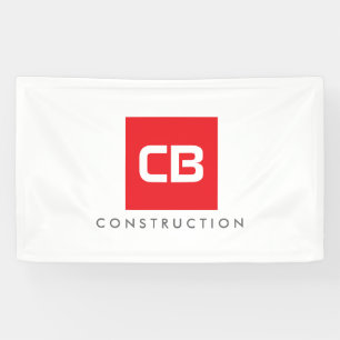Red Square Monogram Construction, Contractors Banner