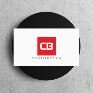 Red Square Monogram Construction, Electrical Business Card