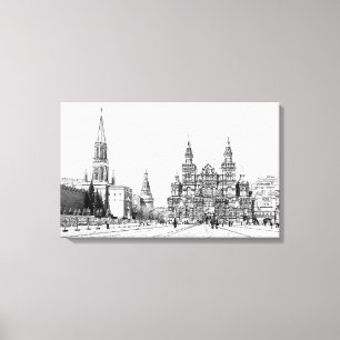 Red Square sketch Canvas Print
