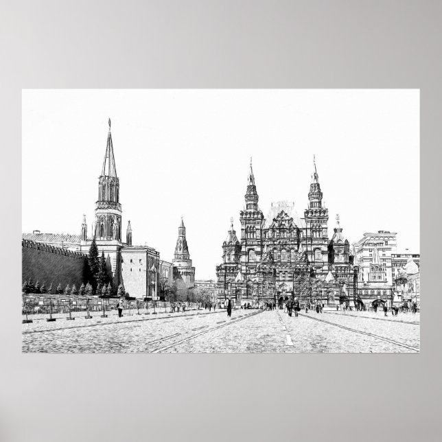 Red Square sketch Poster (Front)