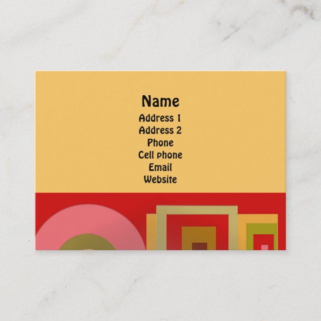 Red Squares and Circles Business Card (Front)