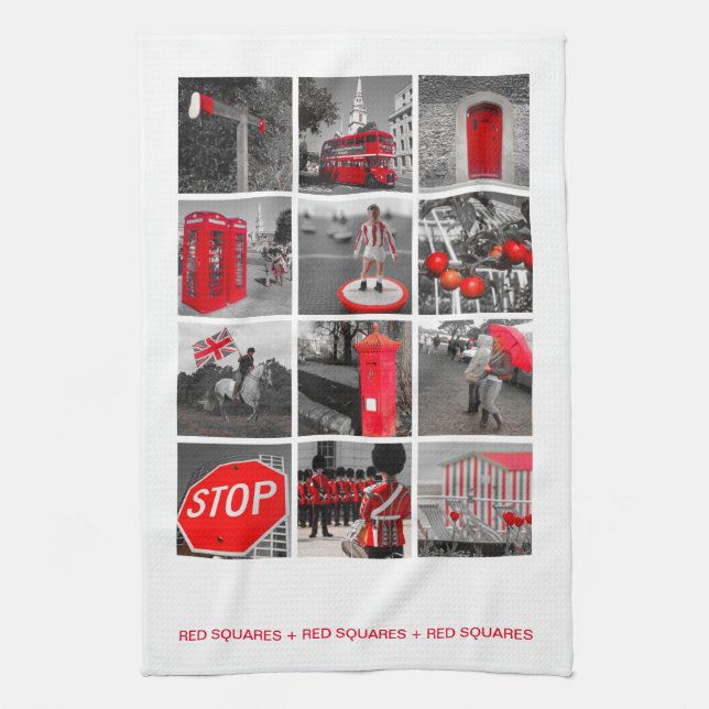 Red Squares Tea Towel (Vertical)