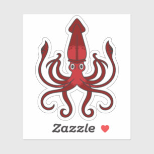 Red Squid Sticker