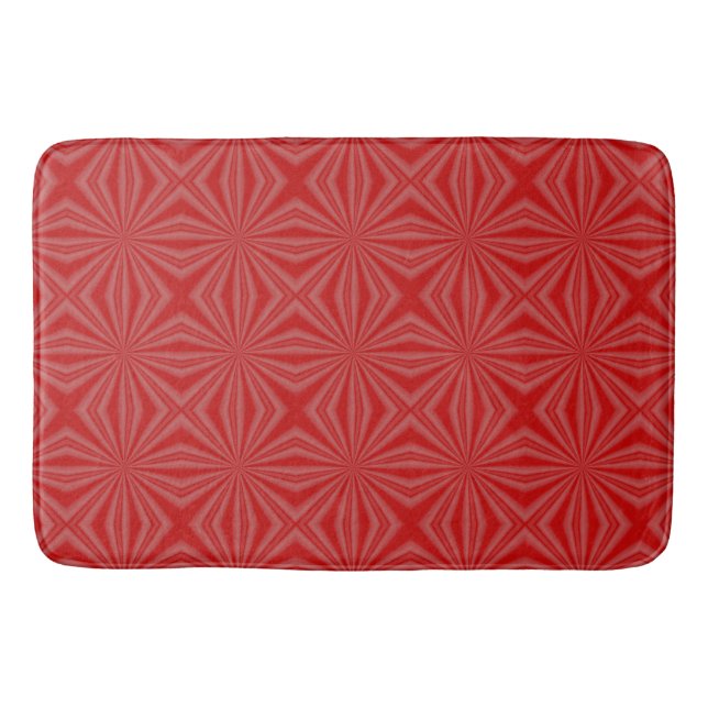 Red Squiggly Squares Fractal Bath Mat (Front)